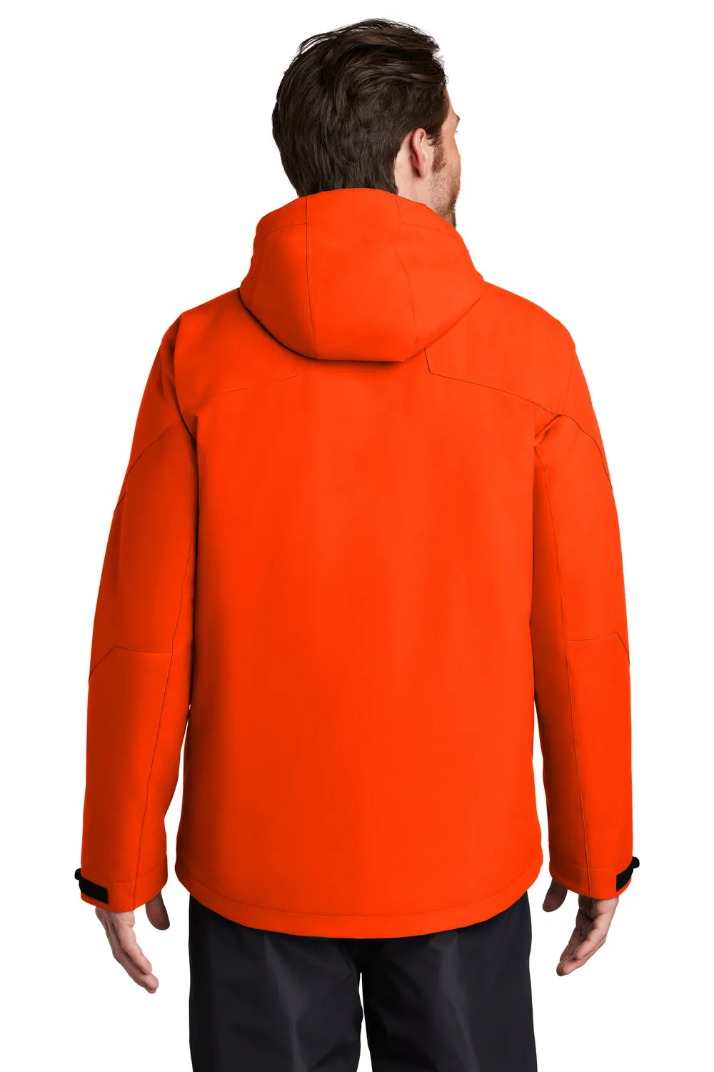 Port Authority Mens Tech Windproof & Waterproof Full Zip Hooded Jacket - Fire Orange - Closeout