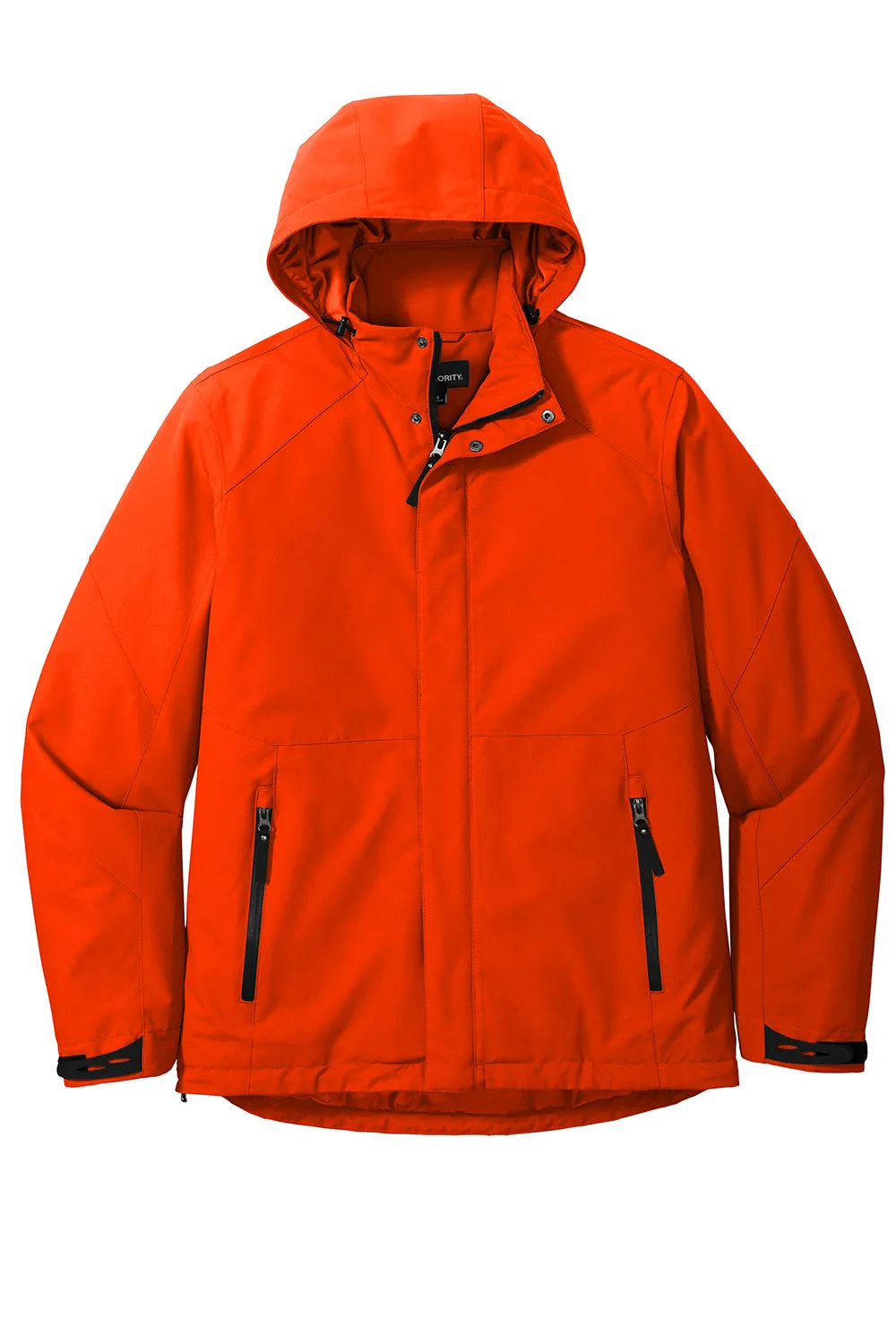 Port Authority Mens Tech Windproof & Waterproof Full Zip Hooded Jacket - Fire Orange - Closeout