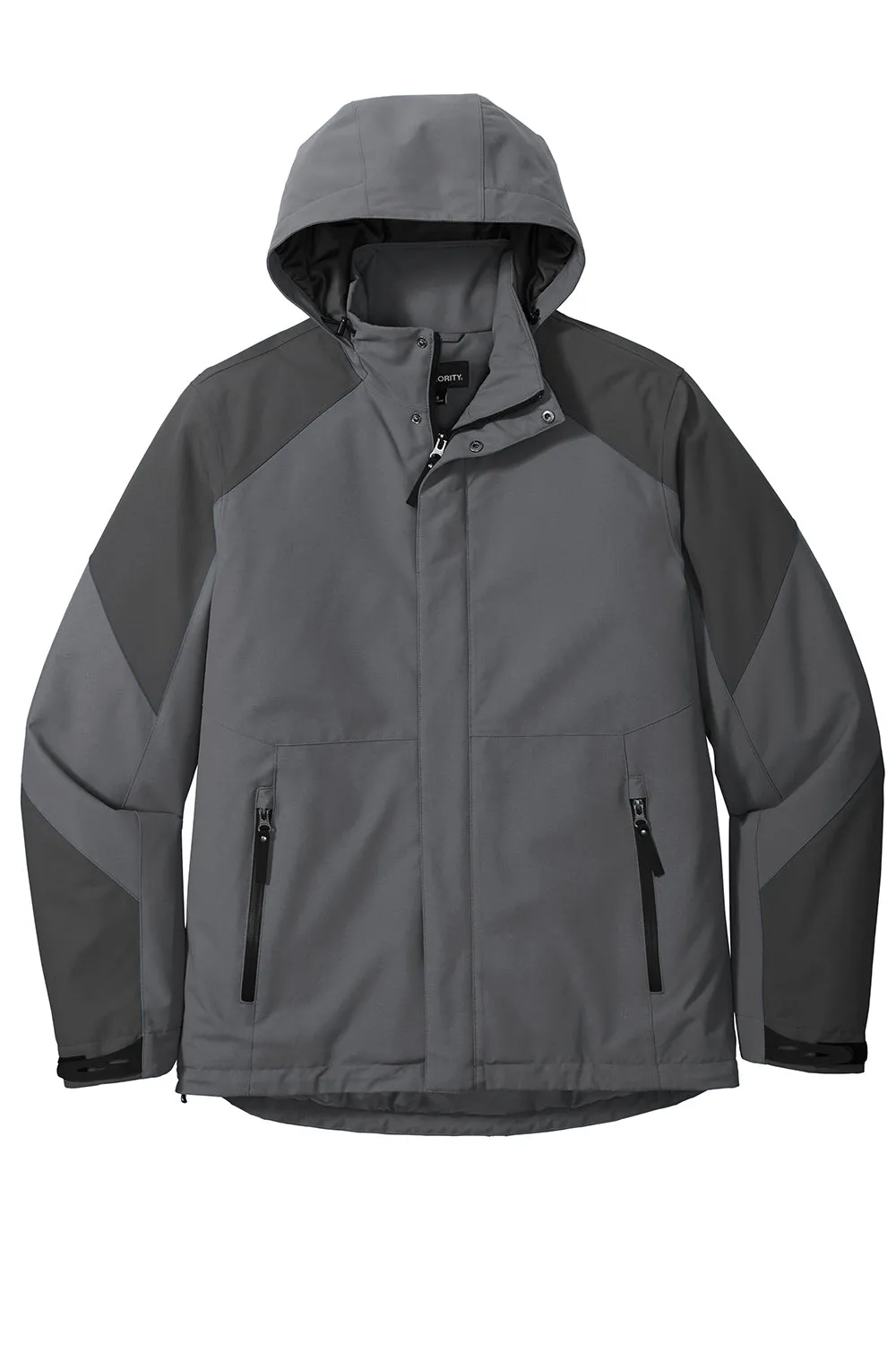Port Authority Mens Tech Windproof & Waterproof Full Zip Hooded Jacket - Shadow Grey/Storm Grey