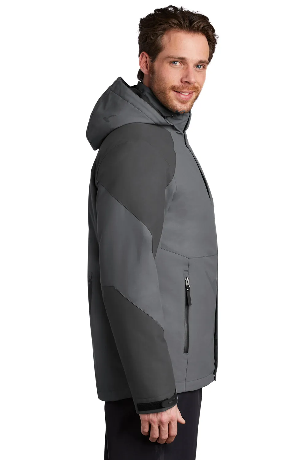 Port Authority Mens Tech Windproof & Waterproof Full Zip Hooded Jacket - Shadow Grey/Storm Grey