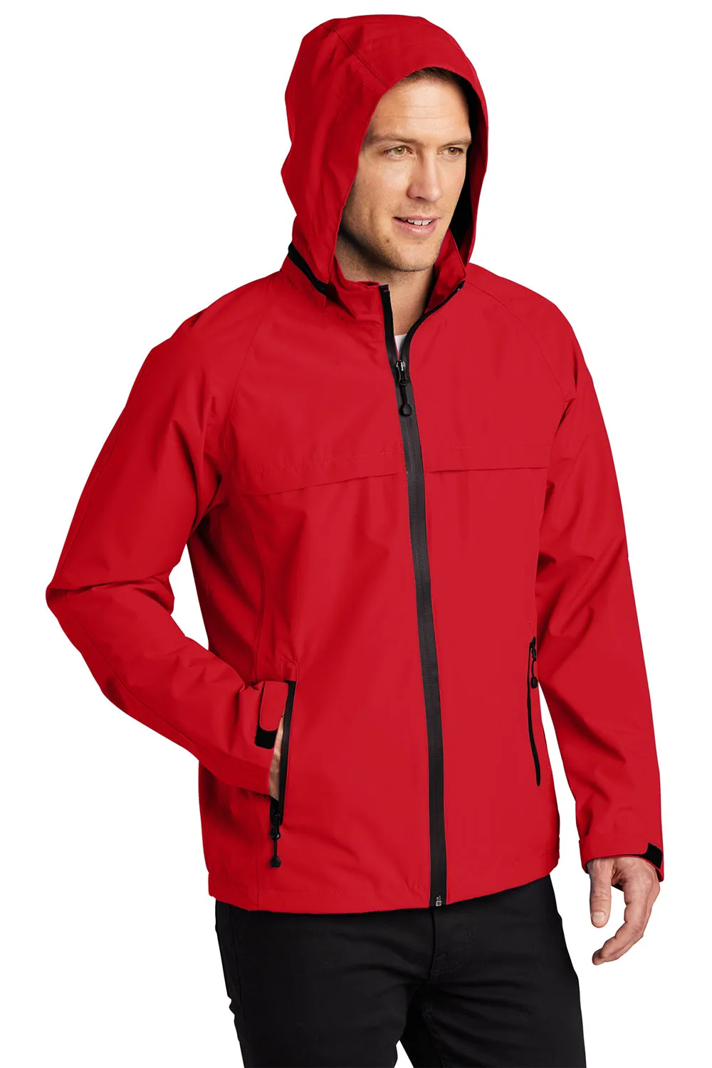 Port Authority Mens Torrent Waterproof Full Zip Hooded Jacket - Deep Red