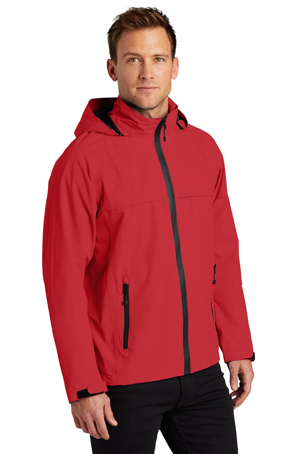 Port Authority Mens Torrent Waterproof Full Zip Hooded Jacket - Engine Red
