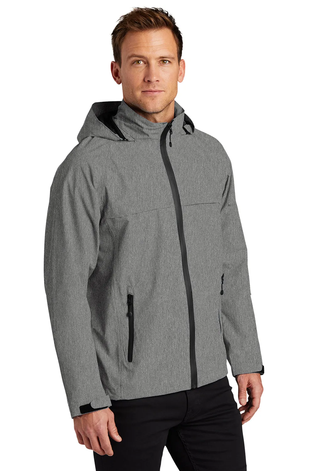 Port Authority Mens Torrent Waterproof Full Zip Hooded Jacket - Heather Dark Grey