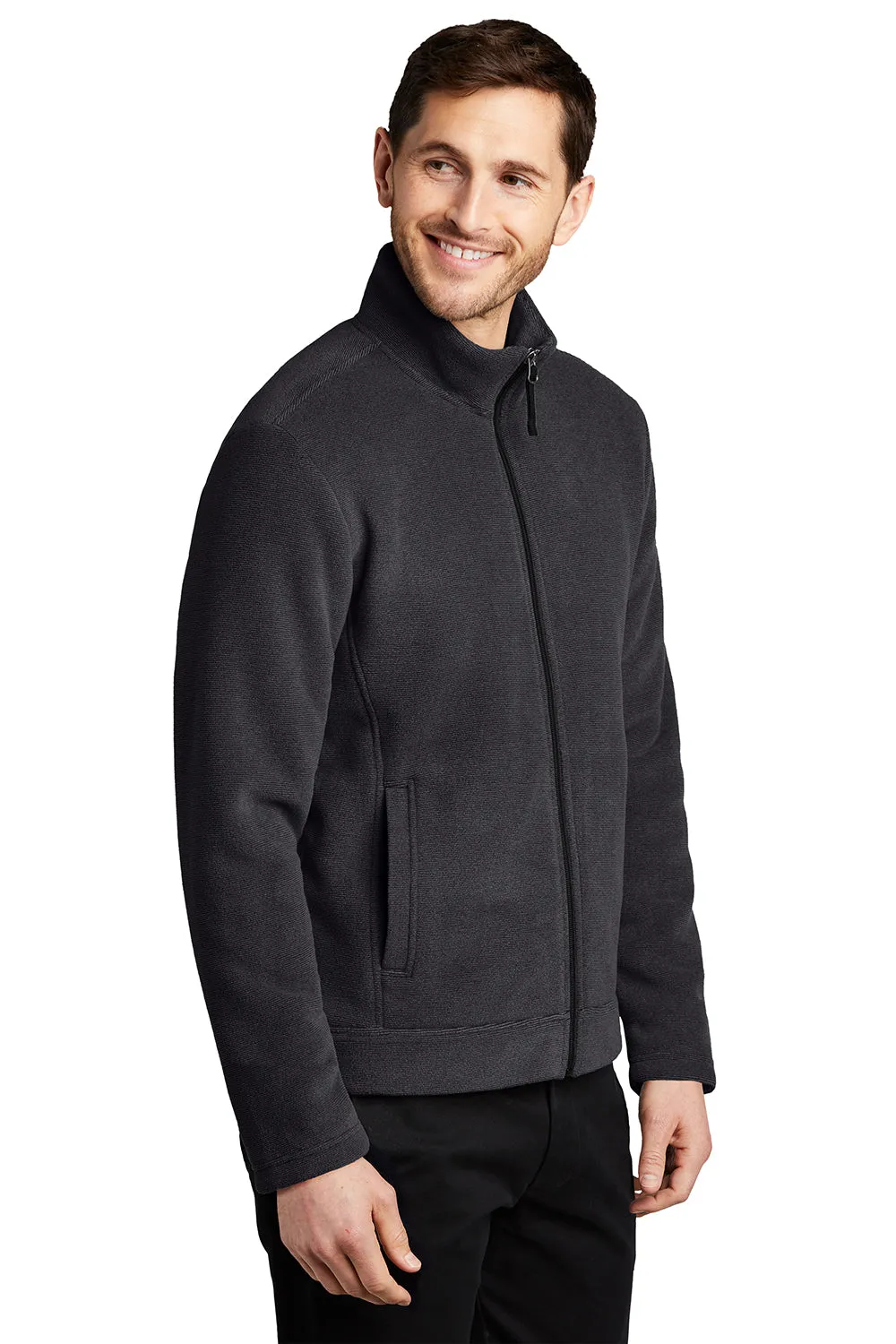 Port Authority Mens Ultra Warm Brushed Fleece Full Zip Jacket - Graphite Grey/Deep Black