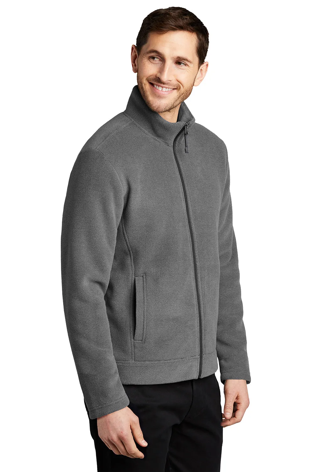 Port Authority Mens Ultra Warm Brushed Fleece Full Zip Jacket - Gusty Grey/Sterling Grey