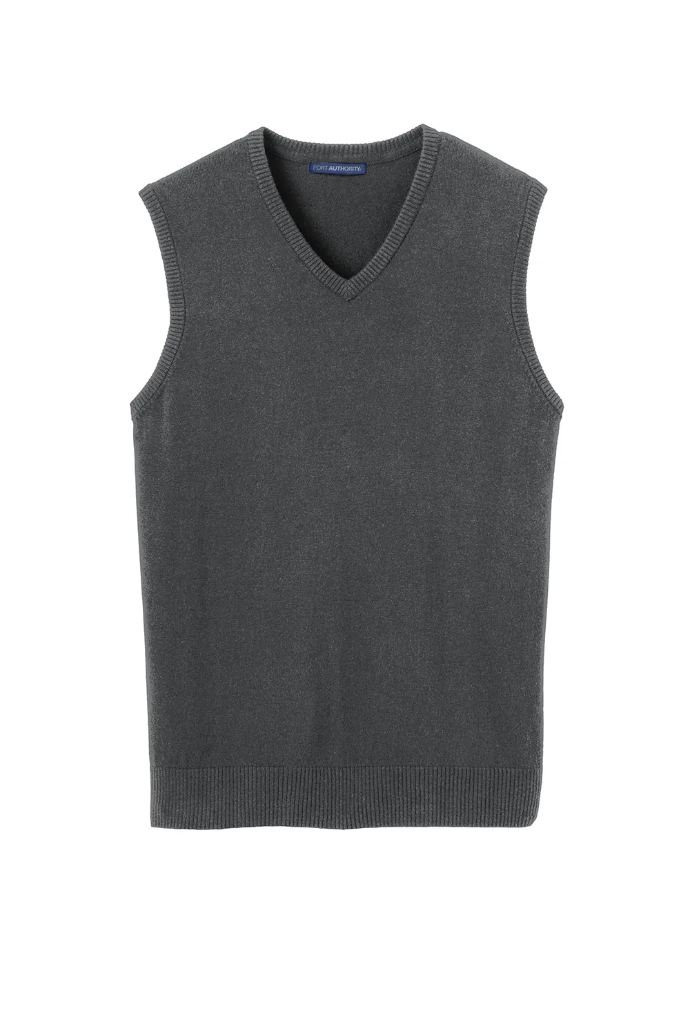 Port Authority Mens V-Neck Sweater Vest - Heather Charcoal Grey - Closeout