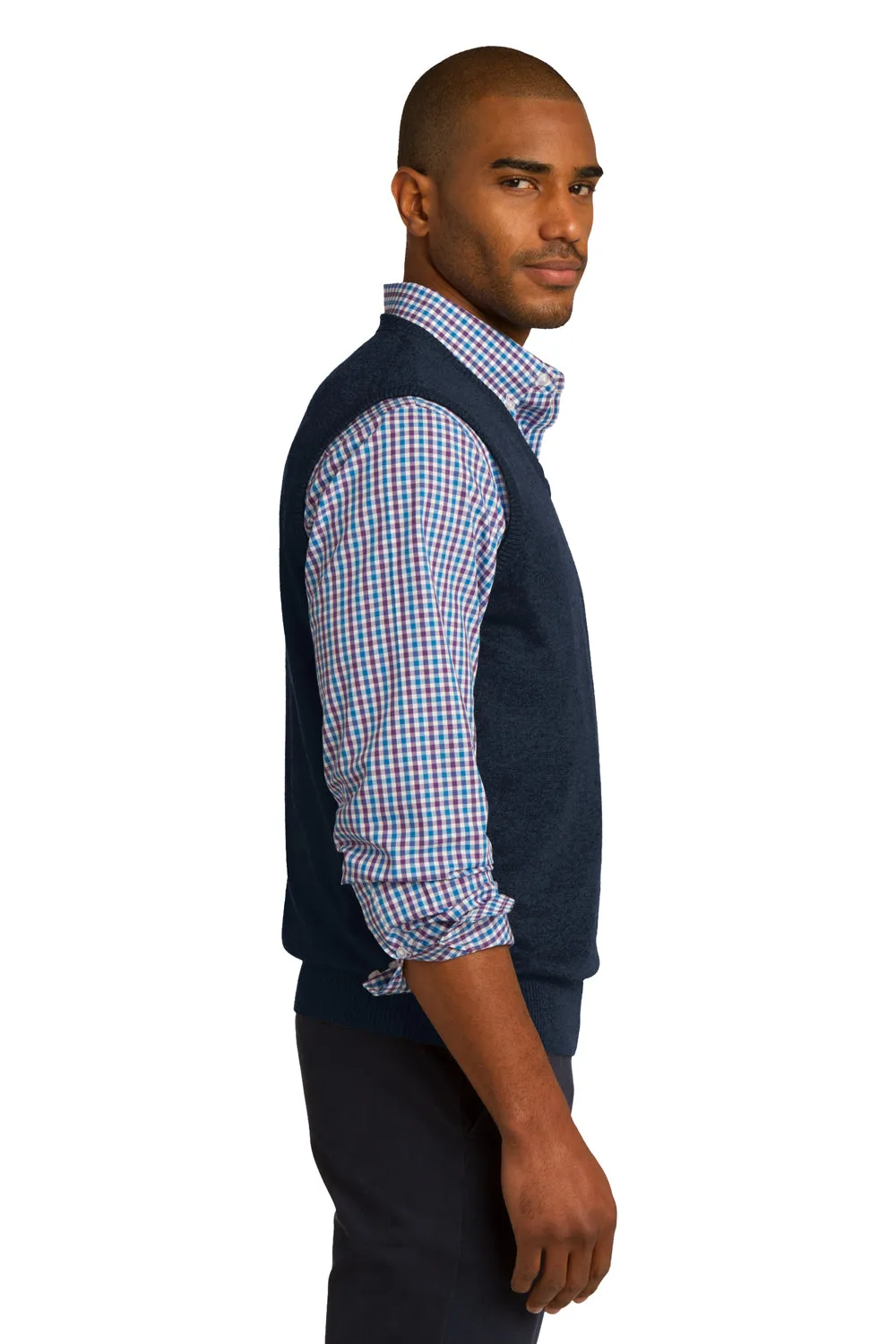 Port Authority Mens V-Neck Sweater Vest - Navy Blue - Closeout