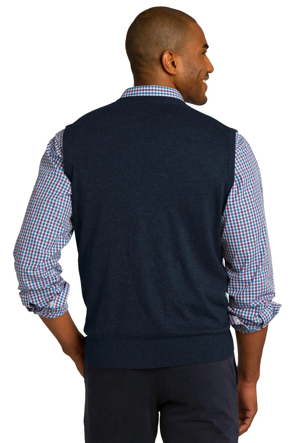 Port Authority Mens V-Neck Sweater Vest - Navy Blue - Closeout