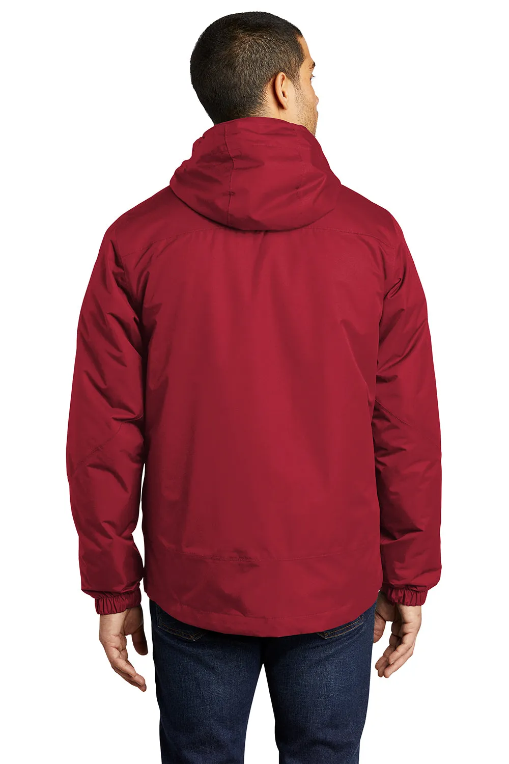 Port Authority Mens Vortex 3-in-1 Waterproof Full Zip Hooded Jacket - Rich Red/Black