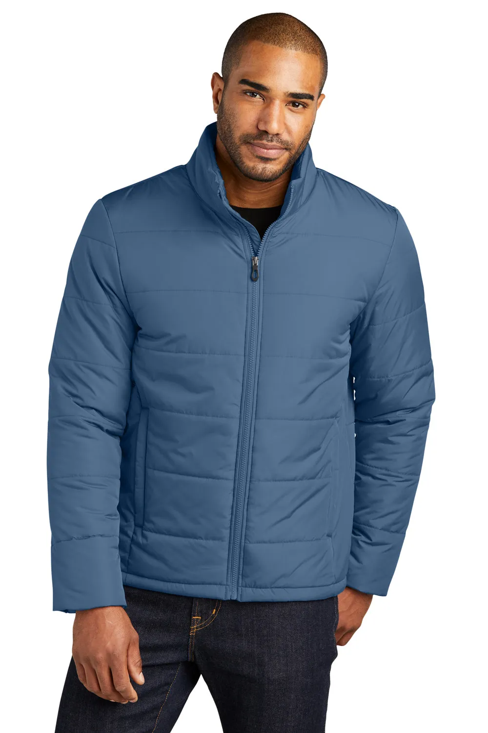 Port Authority Mens Water Resistant Full Zip Puffer Jacket - Dusk Blue