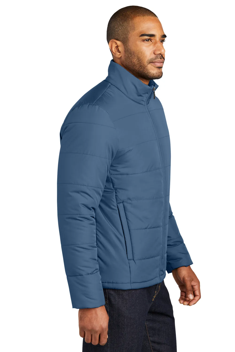 Port Authority Mens Water Resistant Full Zip Puffer Jacket - Dusk Blue