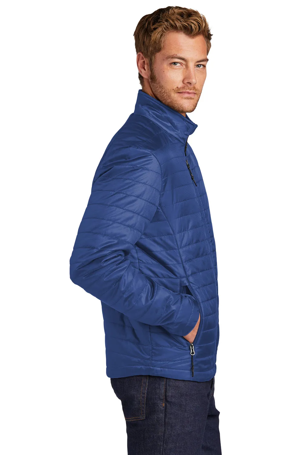 Port Authority Mens Water Resistant Packable Puffy Full Zip Jacket - Cobalt Blue