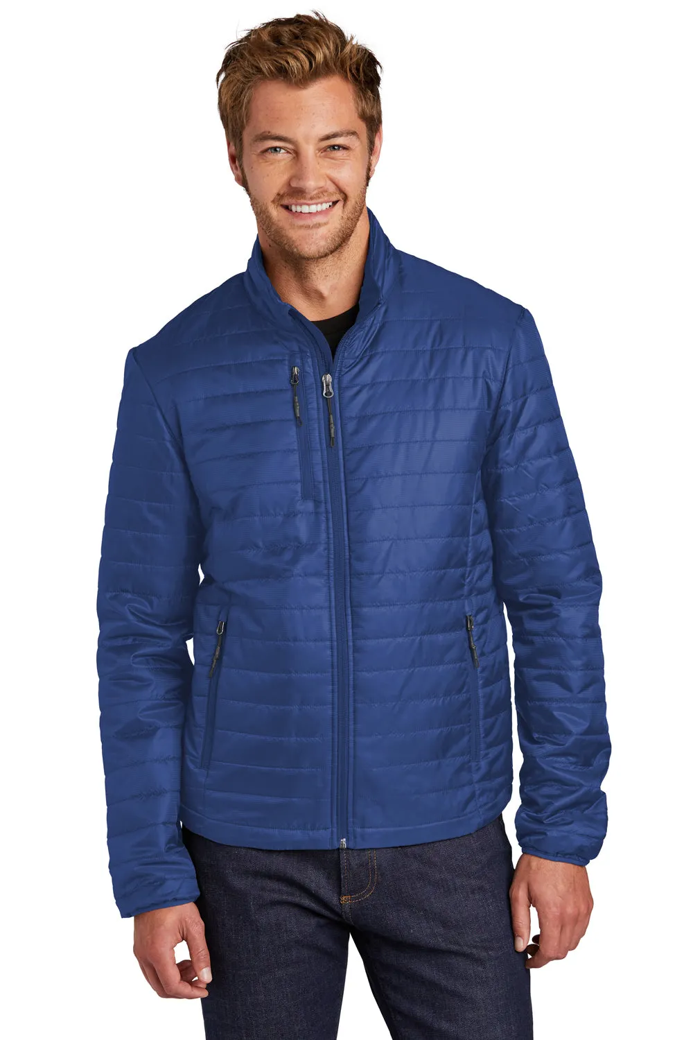 Port Authority Mens Water Resistant Packable Puffy Full Zip Jacket - Cobalt Blue