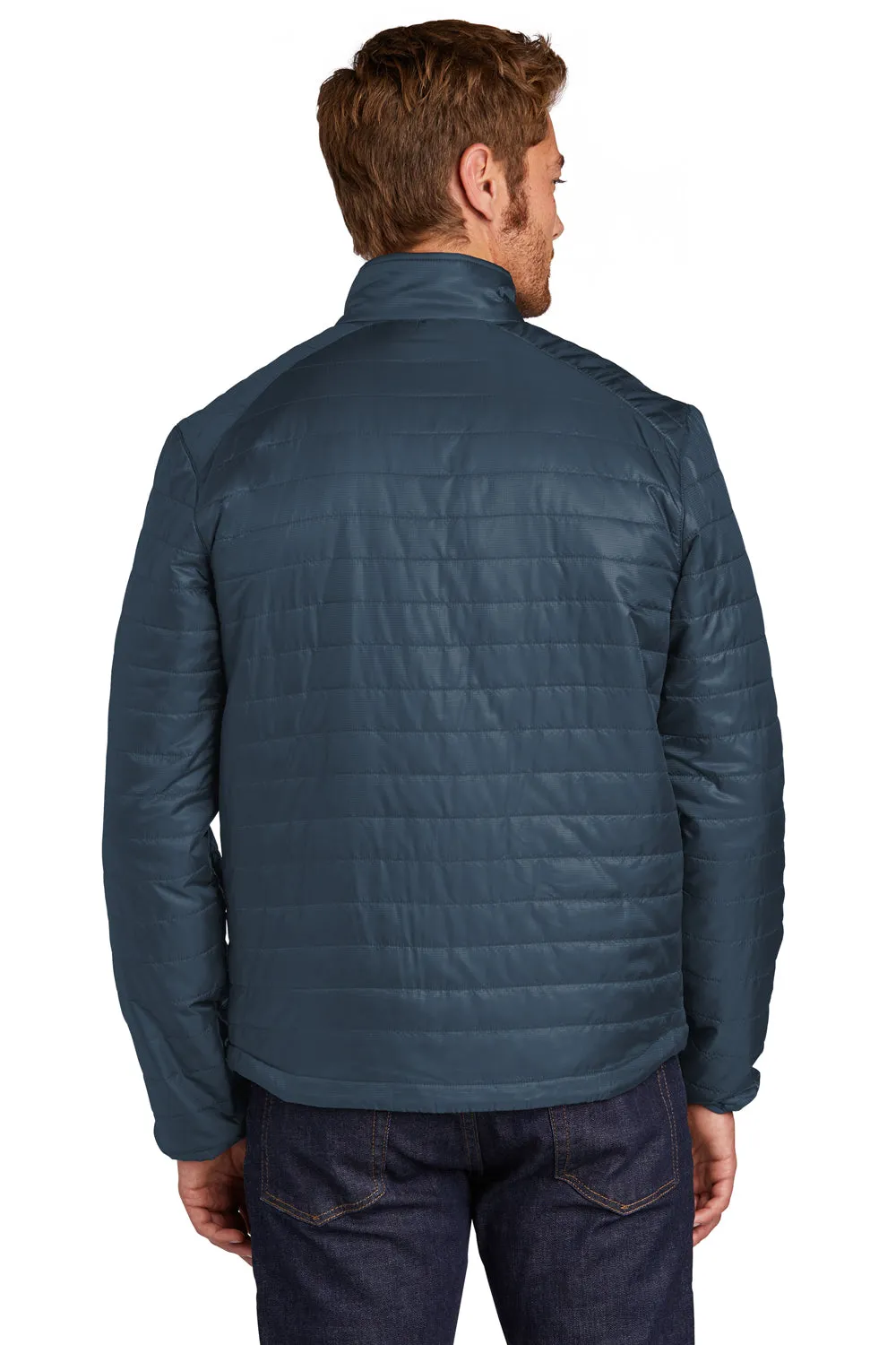 Port Authority Mens Water Resistant Packable Puffy Full Zip Jacket - Regatta Blue/River Navy Blue