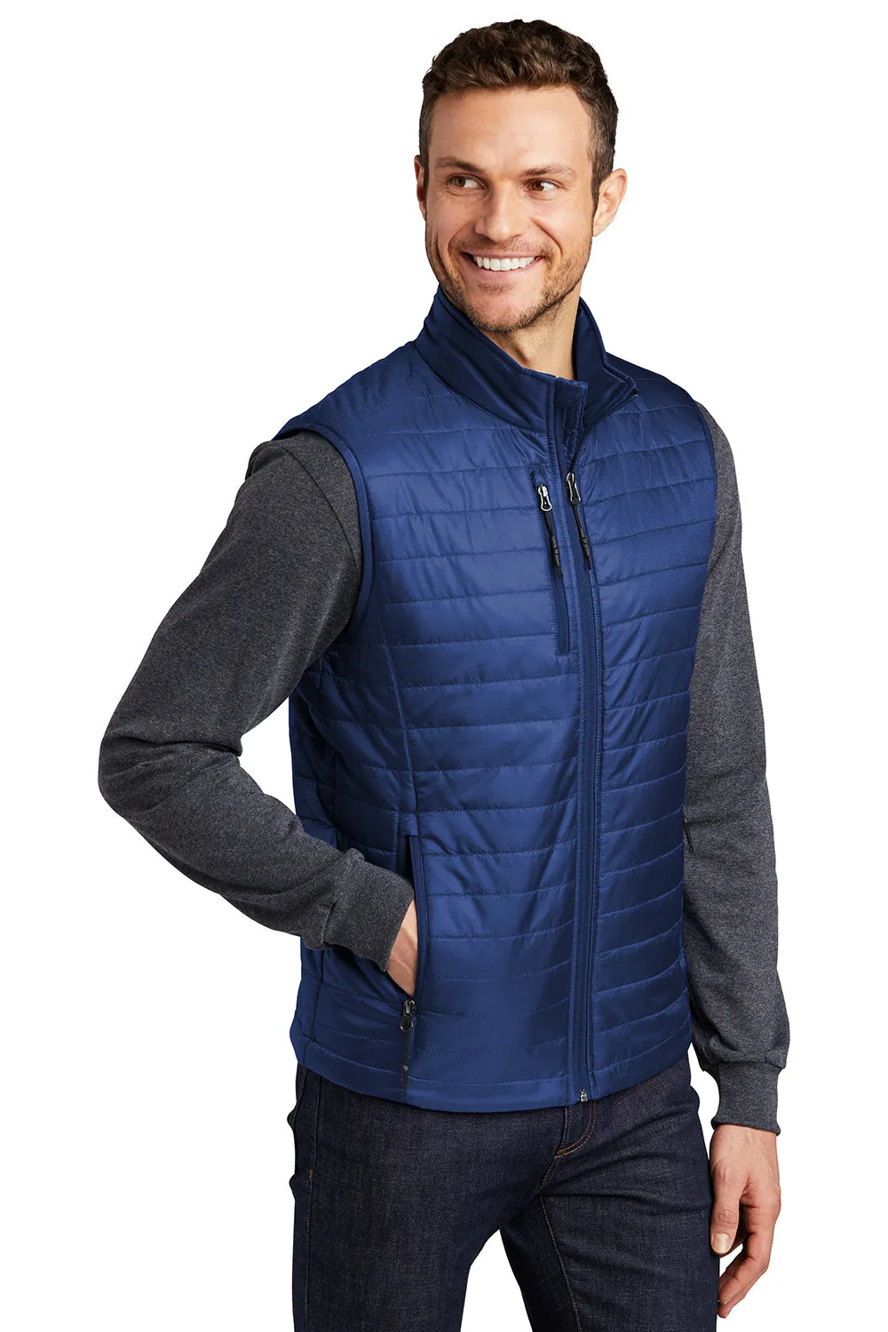 Port Authority Mens Water Resistant Packable Puffy Full Zip Vest - Cobalt Blue