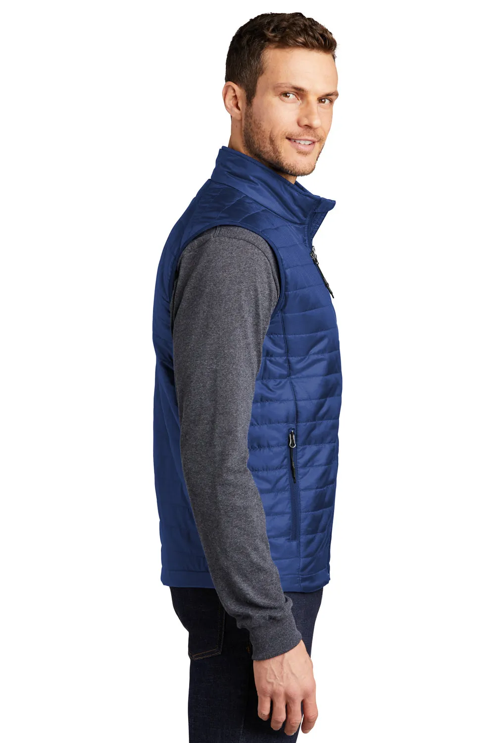 Port Authority Mens Water Resistant Packable Puffy Full Zip Vest - Cobalt Blue