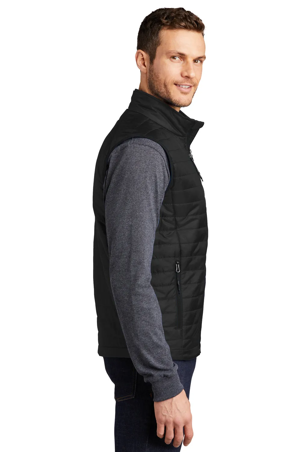 Port Authority Mens Water Resistant Packable Puffy Full Zip Vest - Deep Black