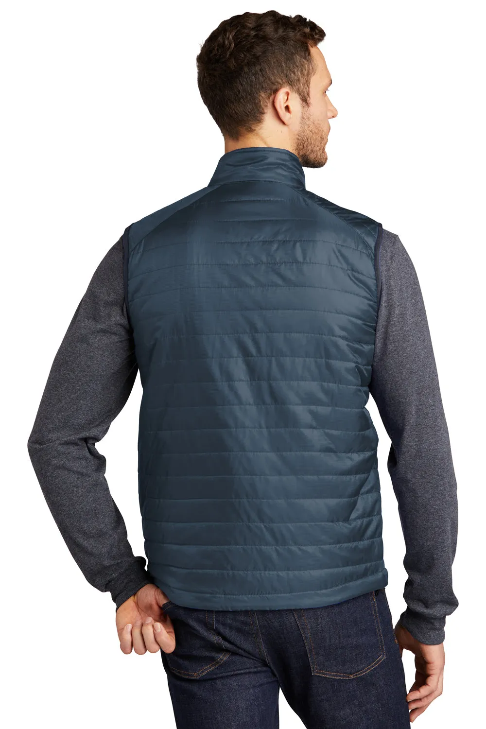 Port Authority Mens Water Resistant Packable Puffy Full Zip Vest - Regatta Blue/River Navy Blue