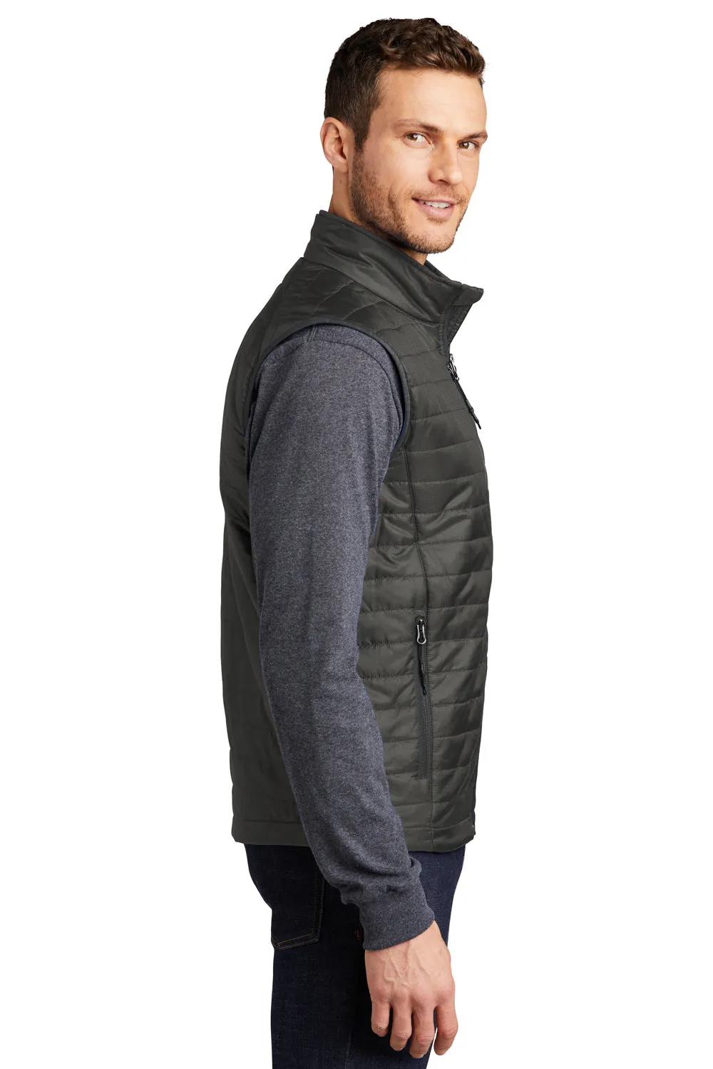 Port Authority Mens Water Resistant Packable Puffy Full Zip Vest - Sterling Grey/Graphite Grey