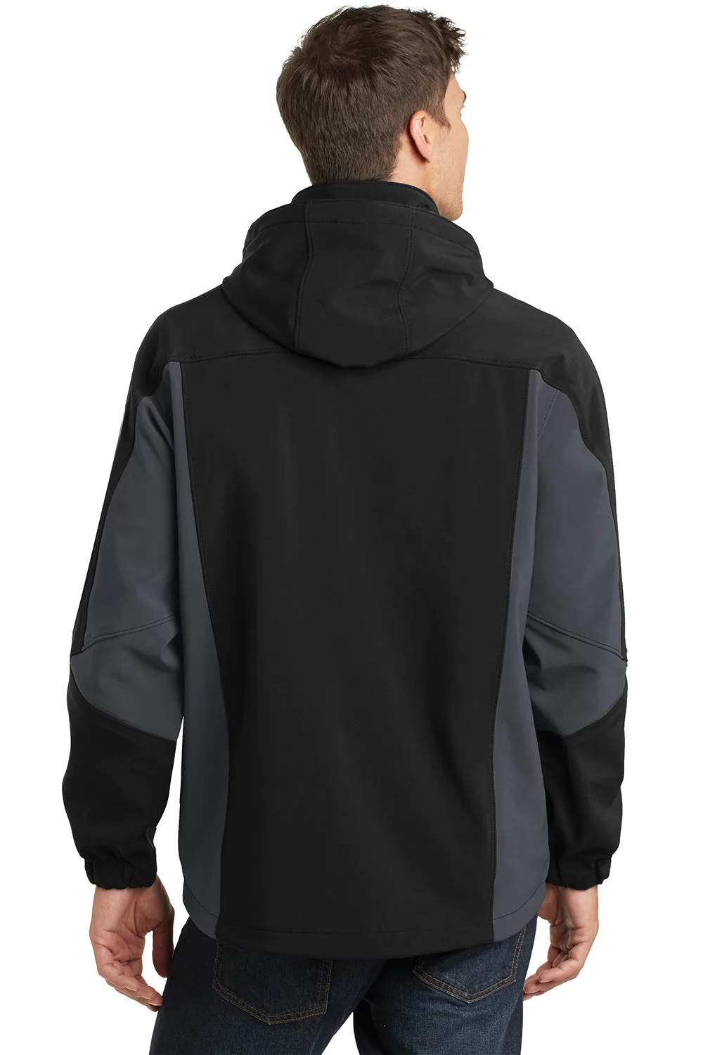 Port Authority Mens Waterproof Full Zip Hooded Jacket - Black/Graphite Grey