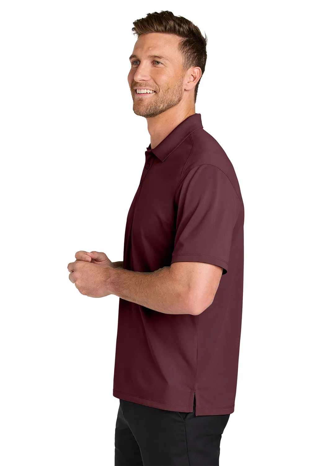 Port Authority Mens Wearever Moisture Wicking Pique Short Sleeve Polo Shirt - Burgundy