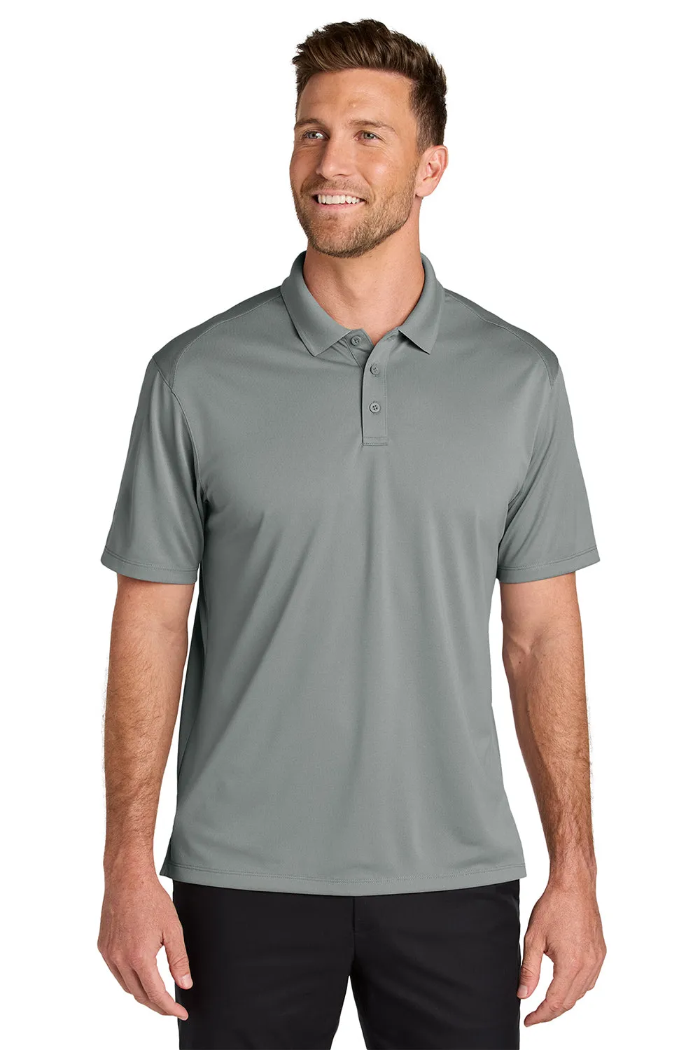 Port Authority Mens Wearever Moisture Wicking Pique Short Sleeve Polo Shirt - Gusty Grey