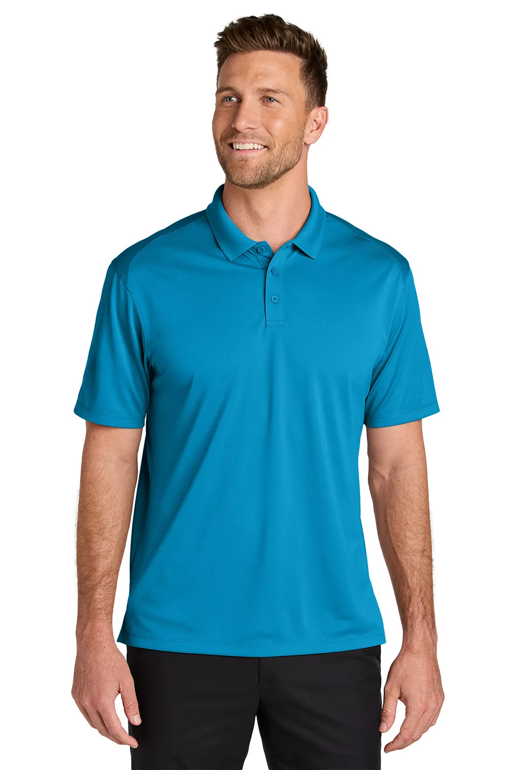 Port Authority Mens Wearever Moisture Wicking Pique Short Sleeve Polo Shirt - Parcel Blue