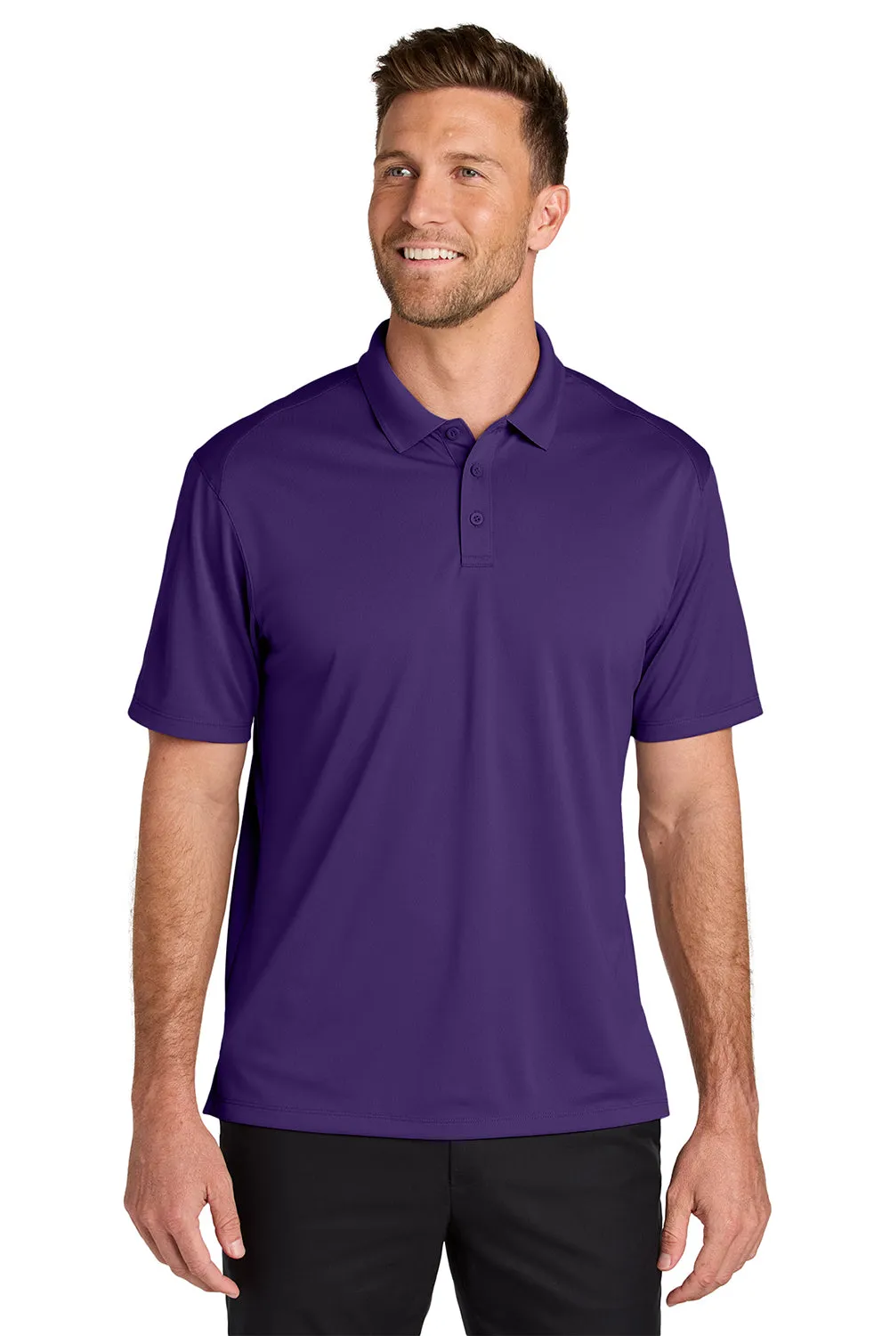 Port Authority Mens Wearever Moisture Wicking Pique Short Sleeve Polo Shirt - Prism Purple