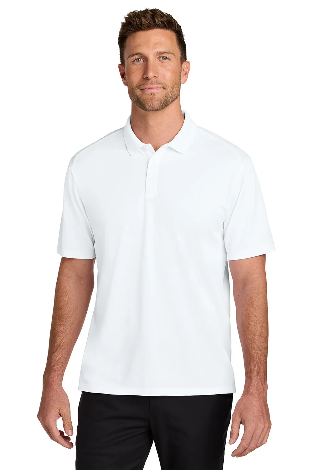 Port Authority Mens Wearever Moisture Wicking Pique Short Sleeve Polo Shirt - White