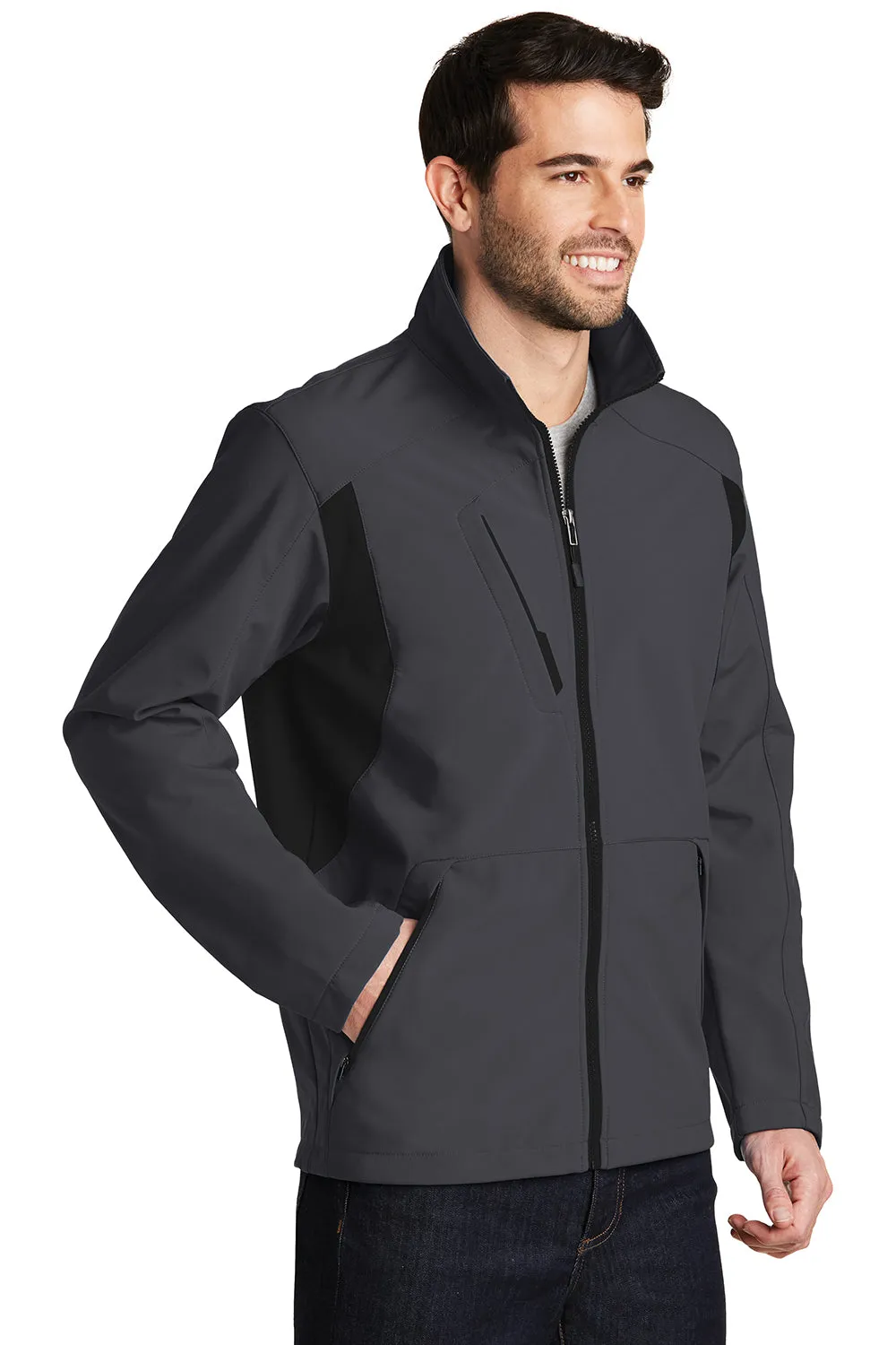 Port Authority Mens Wind & Water Resistant Full Zip Jacket - Battleship Grey/Black