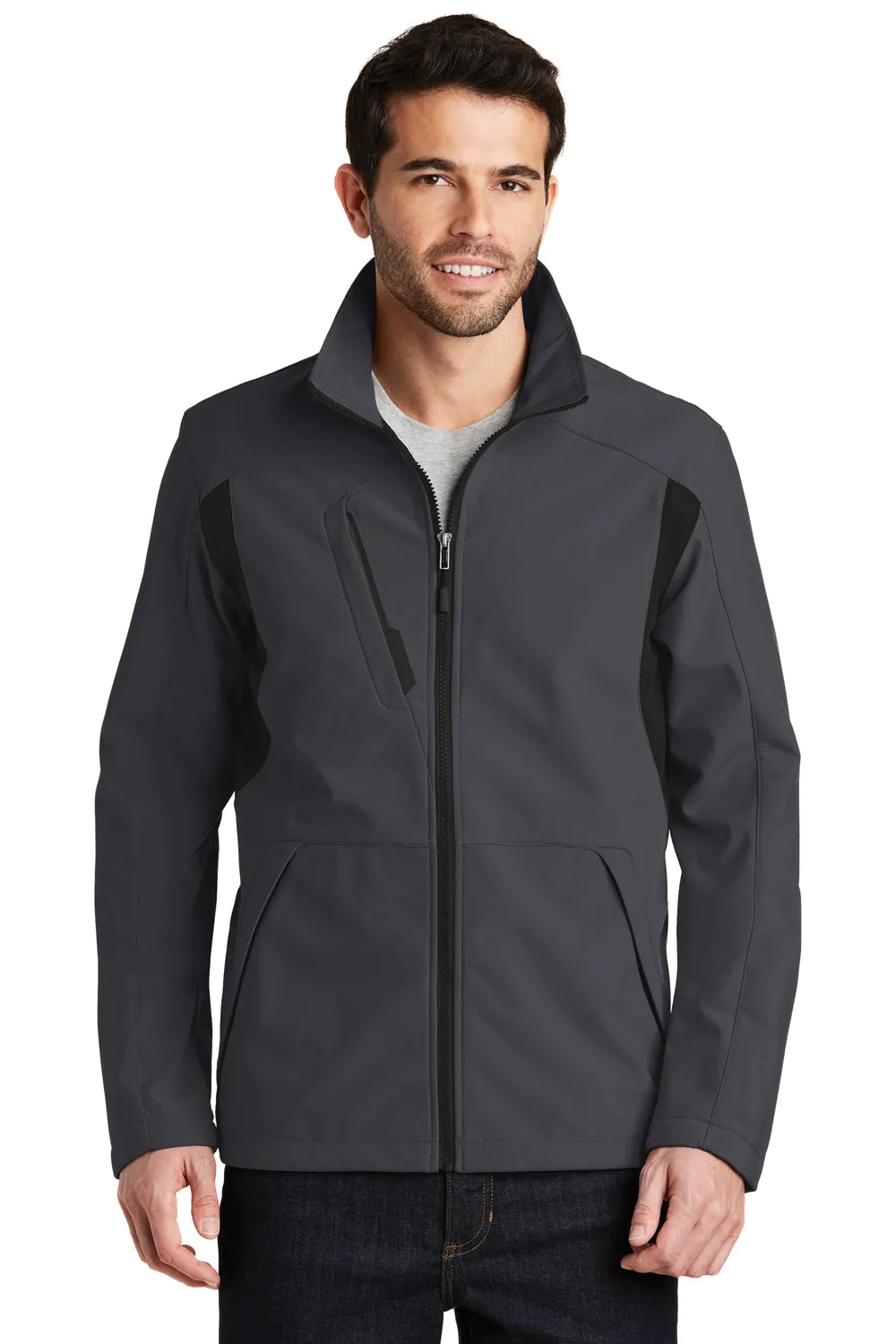 Port Authority Mens Wind & Water Resistant Full Zip Jacket - Battleship Grey/Black