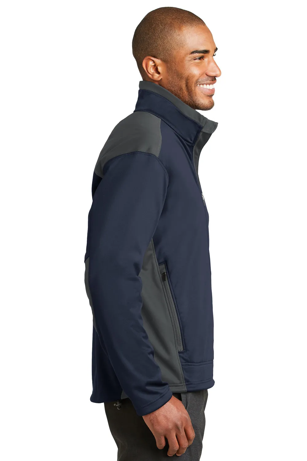 Port Authority Mens Wind & Water Resistant Full Zip Jacket - Navy Blue/Graphite Grey - Closeout
