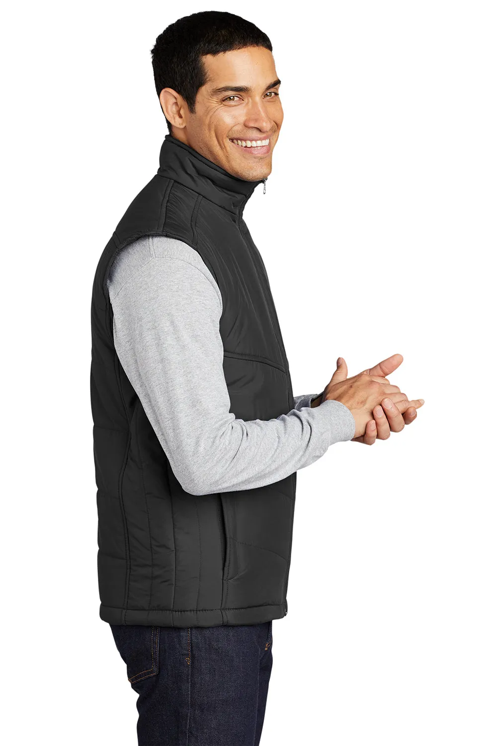 Port Authority Mens Wind & Water Resistant Full Zip Puffy Vest - Black