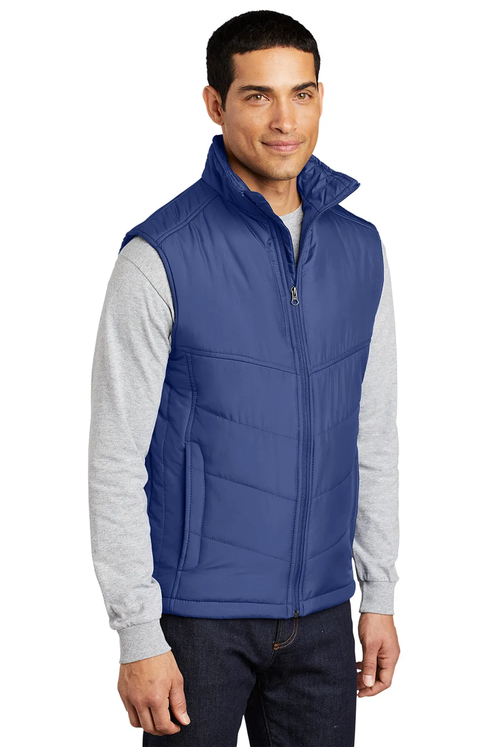 Port Authority Mens Wind & Water Resistant Full Zip Puffy Vest - Mediterranean Blue
