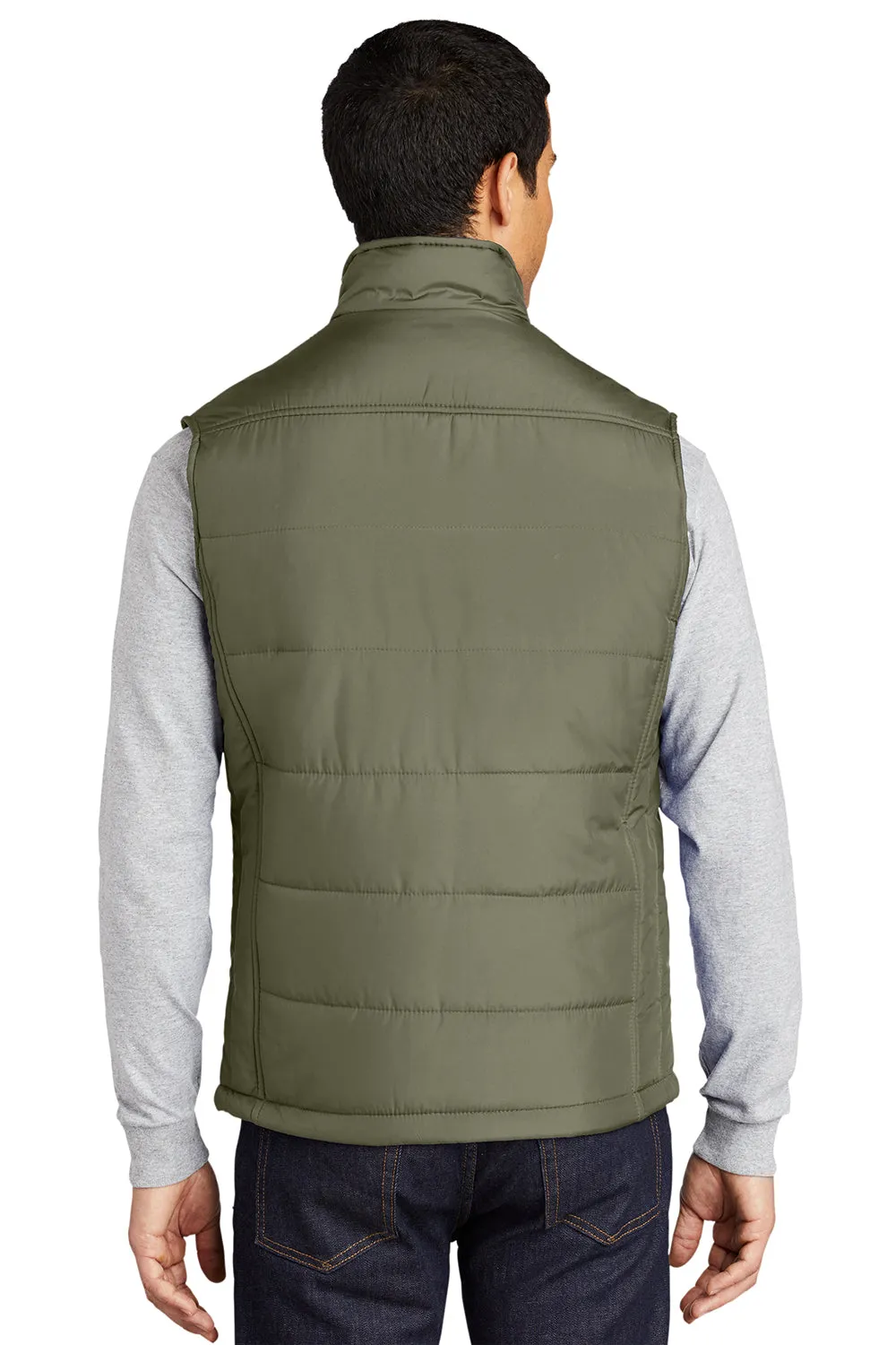 Port Authority Mens Wind & Water Resistant Full Zip Puffy Vest - Olive Green