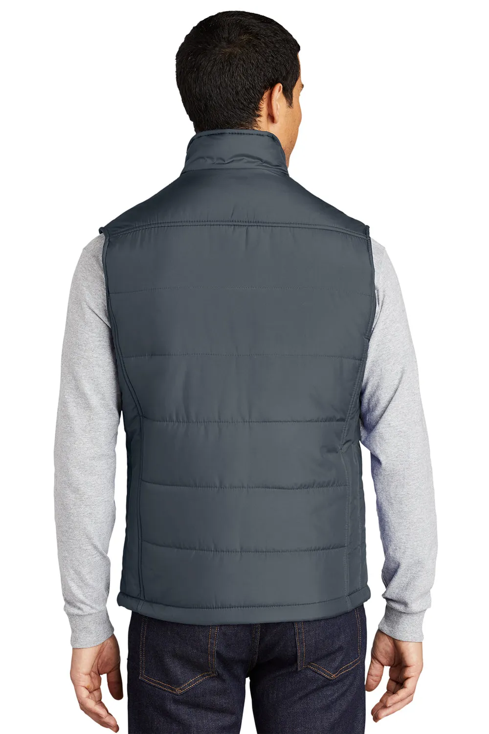 Port Authority Mens Wind & Water Resistant Full Zip Puffy Vest - Slate Grey