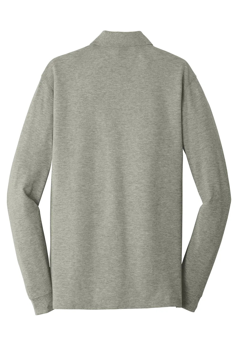 Port Authority Mens Wrinkle Resistant Long Sleeve Polo Shirt - Heather Oxford Grey