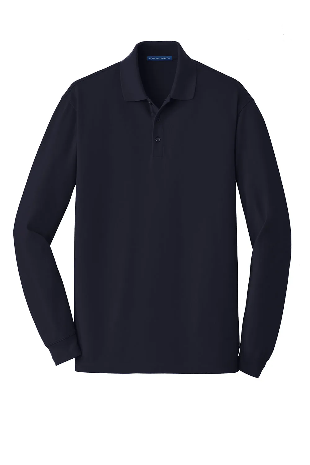 Port Authority Mens Wrinkle Resistant Long Sleeve Polo Shirt - Navy Blue