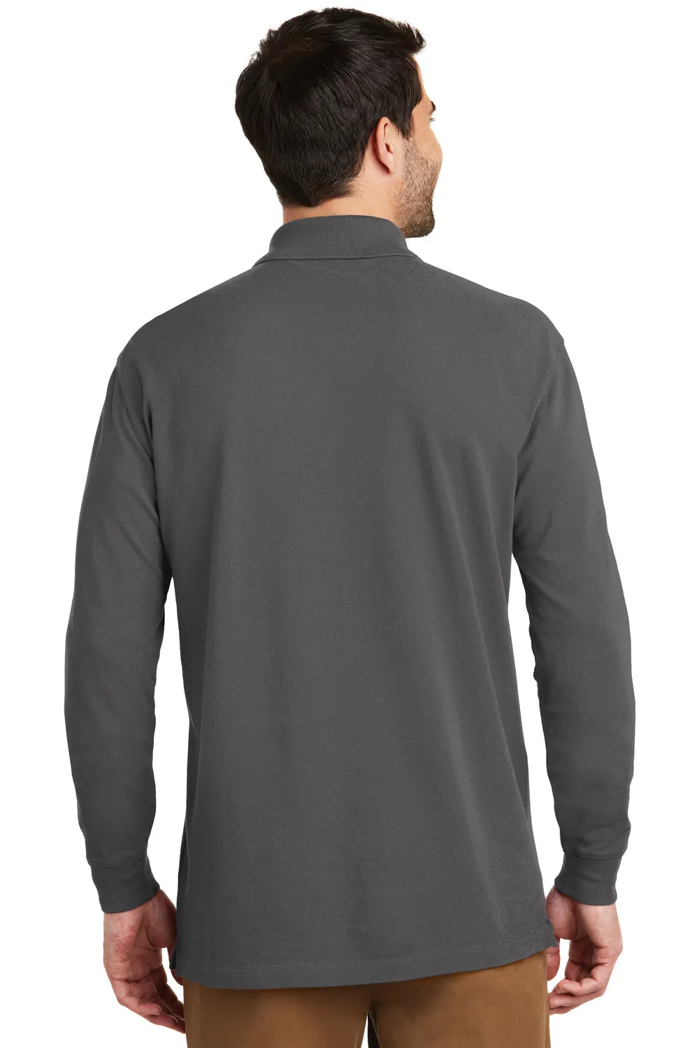 Port Authority Mens Wrinkle Resistant Long Sleeve Polo Shirt - Sterling Grey