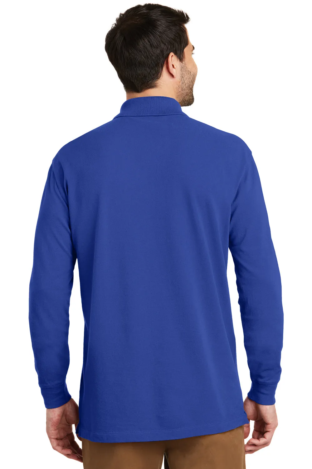 Port Authority Mens Wrinkle Resistant Long Sleeve Polo Shirt - True Royal Blue