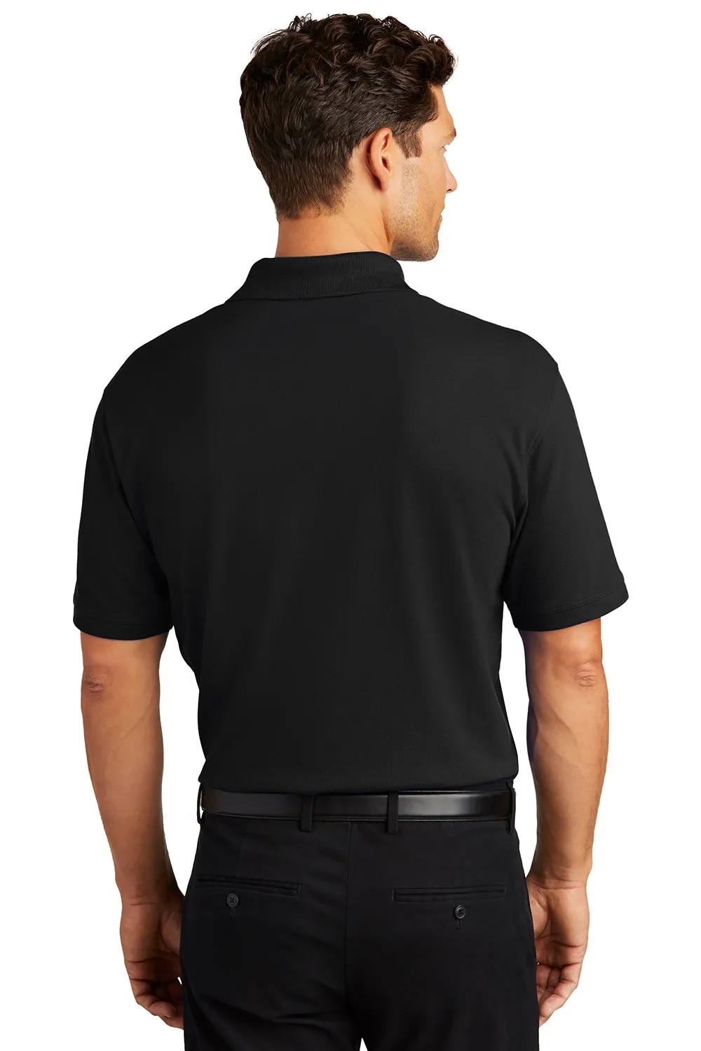 Port Authority Mens Wrinkle Resistant Short Sleeve Polo Shirt - Black