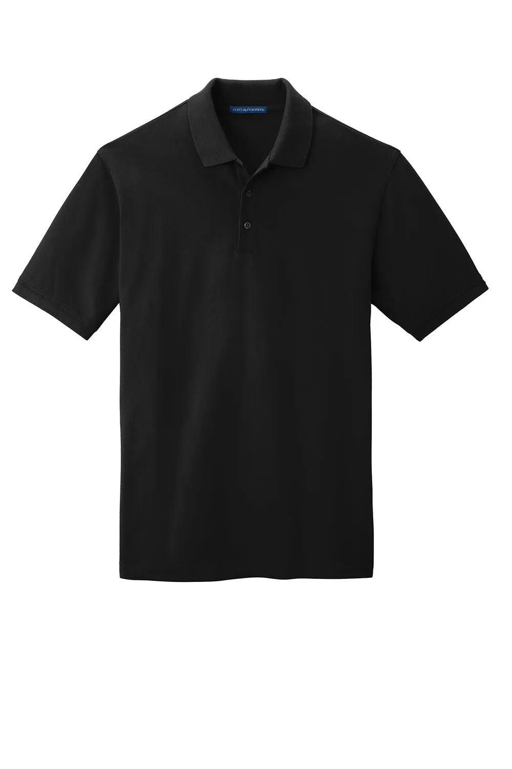 Port Authority Mens Wrinkle Resistant Short Sleeve Polo Shirt - Black
