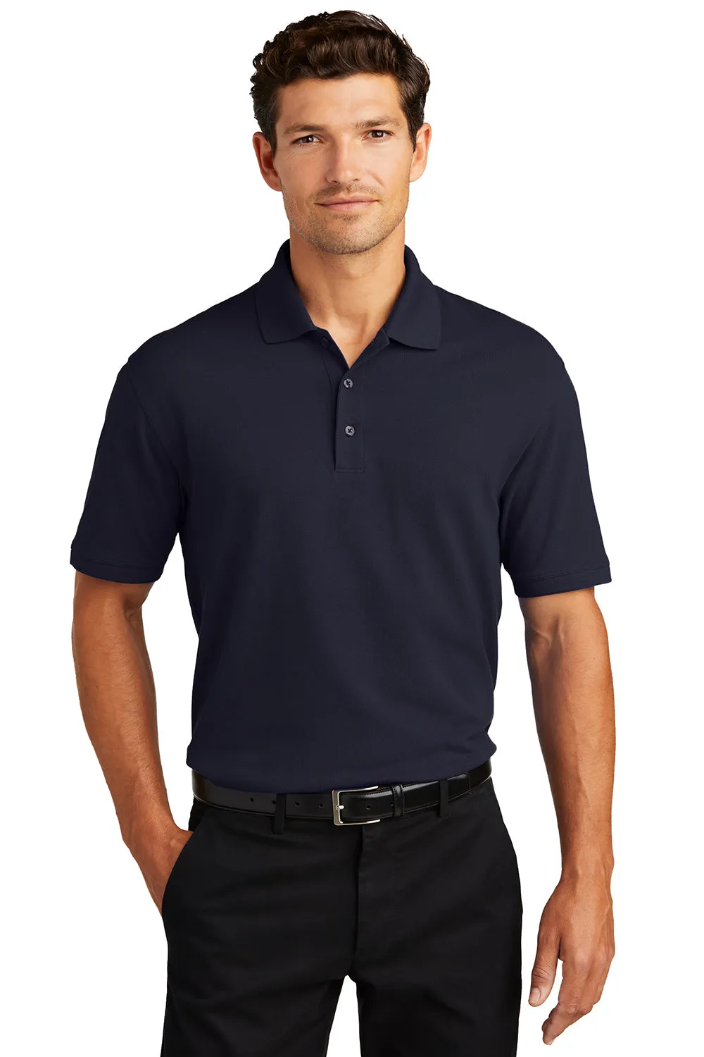 Port Authority Mens Wrinkle Resistant Short Sleeve Polo Shirt - Navy Blue