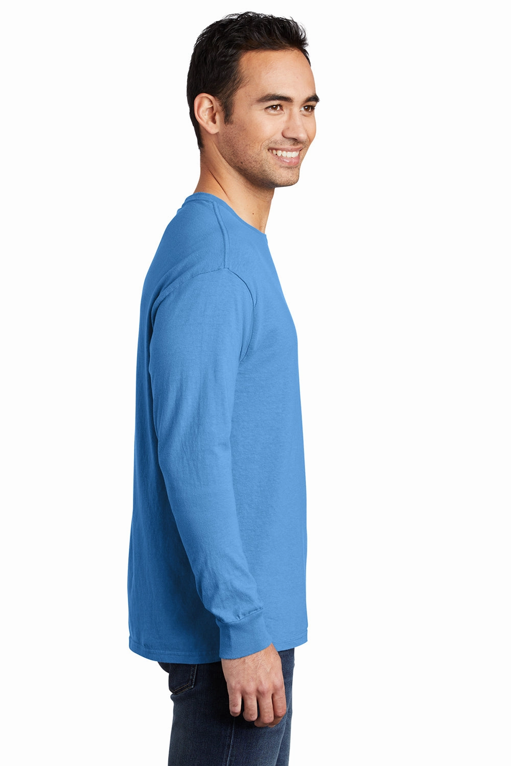 Port & Company Mens Beach Wash Long Sleeve Crewneck T-Shirt - Blue Moon