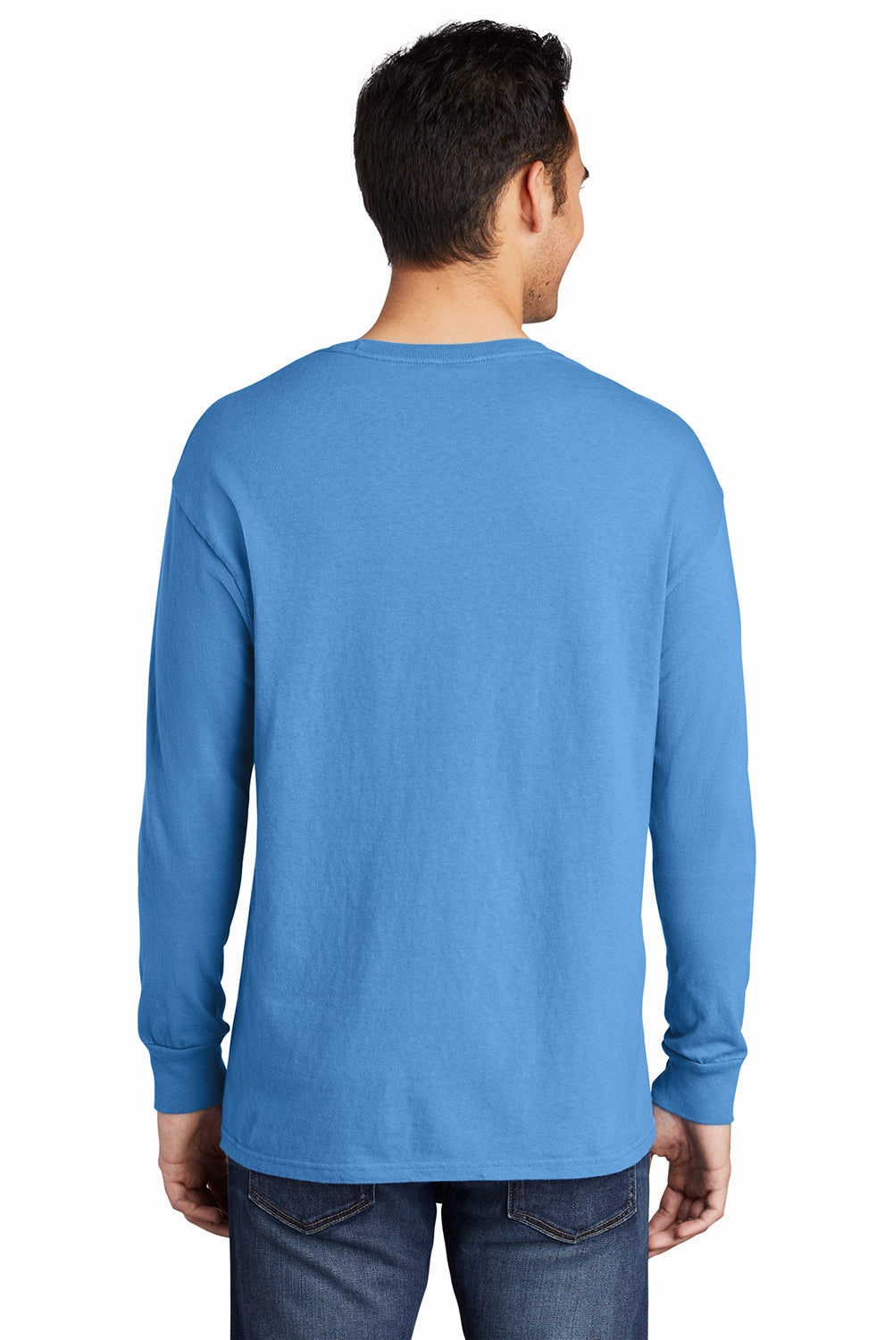Port & Company Mens Beach Wash Long Sleeve Crewneck T-Shirt - Blue Moon