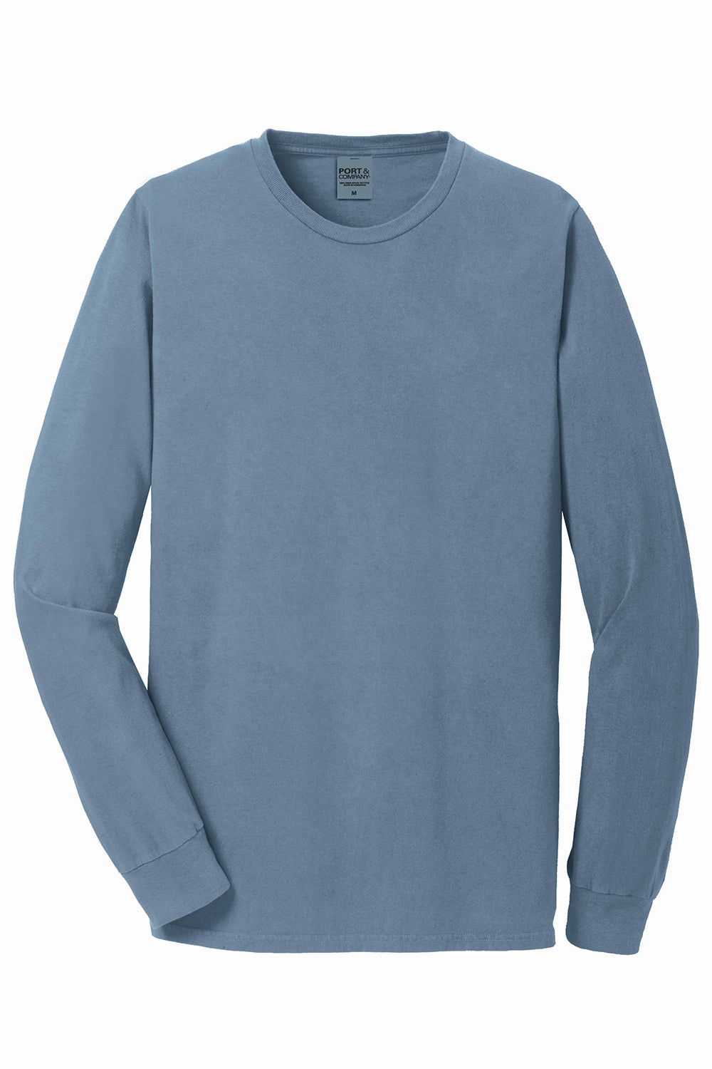 Port & Company Mens Beach Wash Long Sleeve Crewneck T-Shirt - Denim Blue
