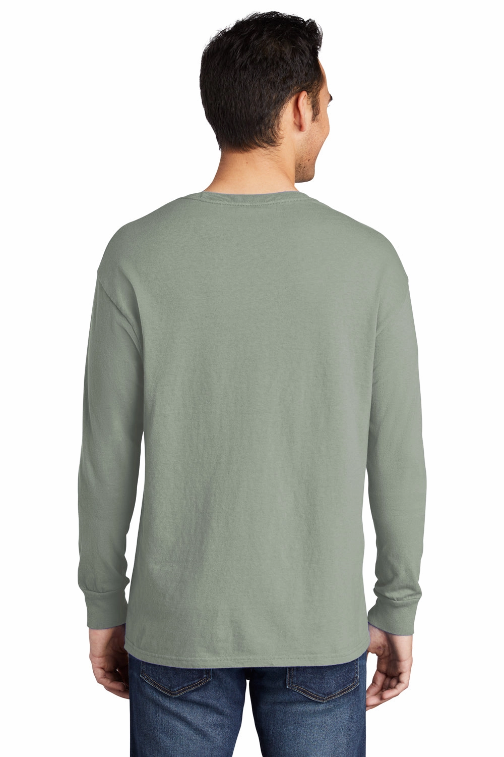 Port & Company Mens Beach Wash Long Sleeve Crewneck T-Shirt - Dove Grey