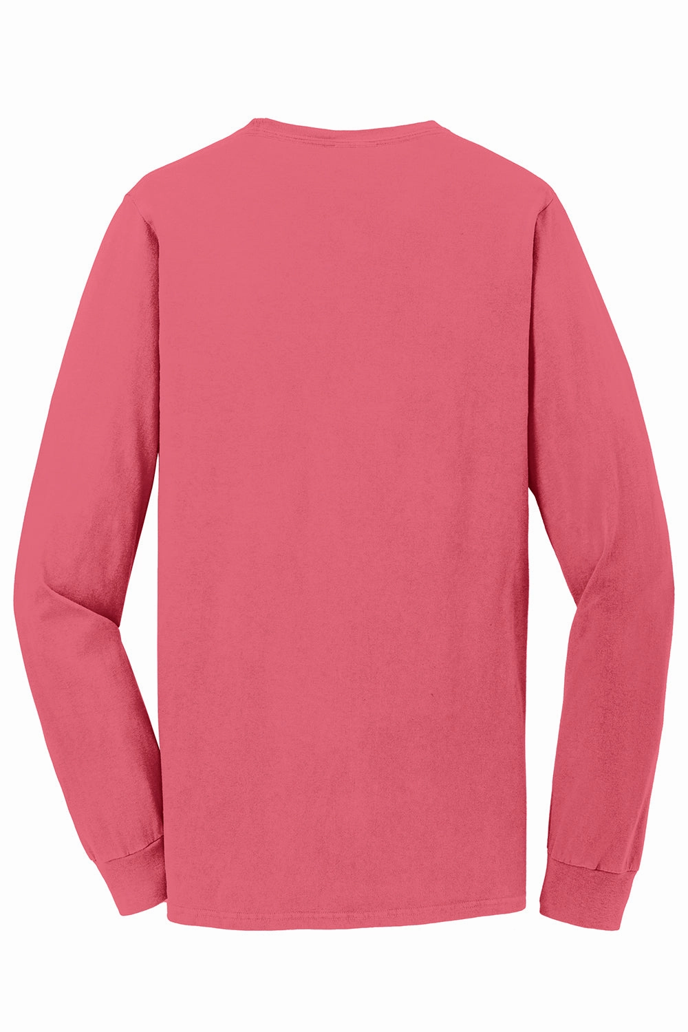 Port & Company Mens Beach Wash Long Sleeve Crewneck T-Shirt - Fruit Punch Pink