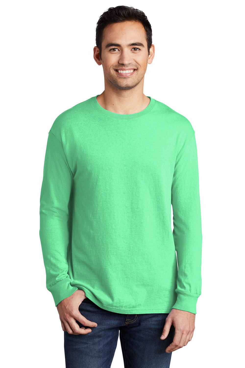 Port & Company Mens Beach Wash Long Sleeve Crewneck T-Shirt - Jadeite Green
