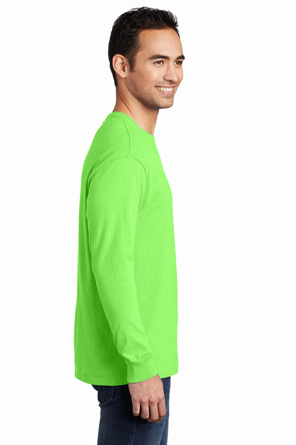 Port & Company Mens Beach Wash Long Sleeve Crewneck T-Shirt - Neon Green